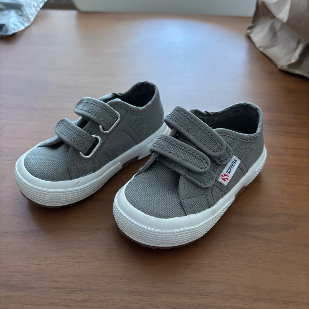 Superga Gray Sneakers with Velcro Straps